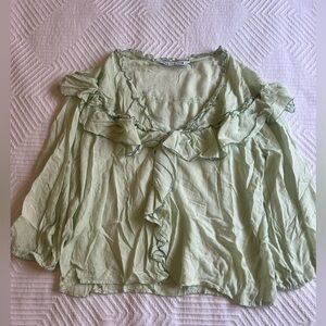 Green Ruffled Women's Top